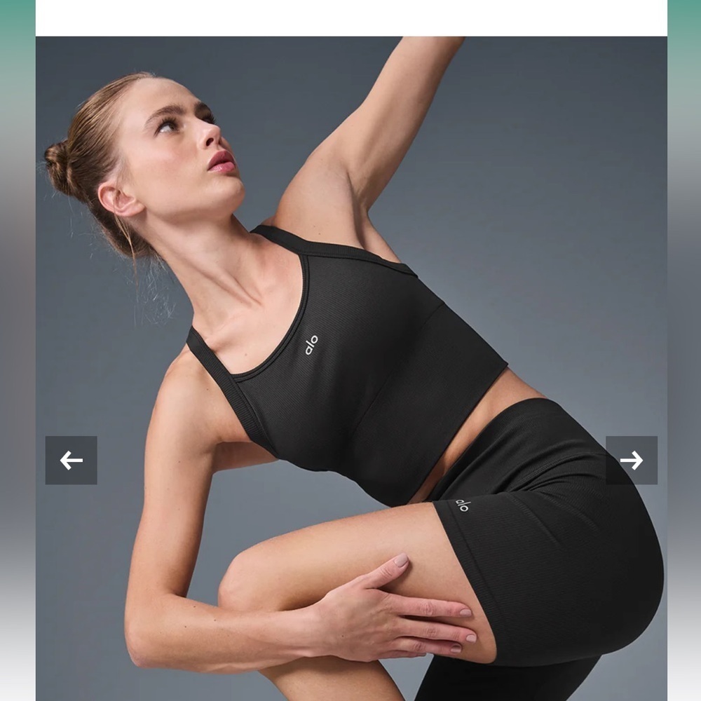 ALO Yoga Seamless Ribbed Favorite Bra Tank Small Black NWT